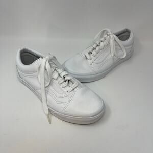 VANS Old Skool Tumble White Leather Sneakers  Casual Low Top Women’s Size 7